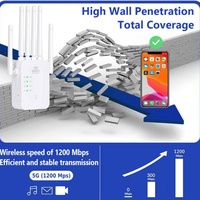 Amplificateur de signal WiFi 5G haute vitesse, répéteur double bande AC1200 1200 Mbps, amplificateur sans fil, gain 85 dB, couverture 100 m