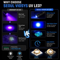 Lampe torche LED UV 365nm 5W Seoul Viosys avec lentille ZWB2 pour l'identification des bijoux en jade et ambre, agent fluorescent Manta Ray WF-502B