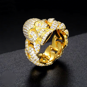 Bague Crâne en Or 18 carats avec Diamants de Laboratoire, Chaîne Maille Cubaine Iced Out, Style Hip Hop Homme Luxe Punk Gothique - Product Image 3