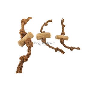 Handmade Coffee Wood Dog Chew Toy with Coconut Fiber <b>Rope</b> Sustainable Non-Toxic Pet Tug Toy for Small to Large Dogs Supply - Product Image 1