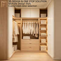 Vestiaire sur mesure moderne nordique en MDF blanc écologique avec fermeture douce et étagères réglables du sol au plafond