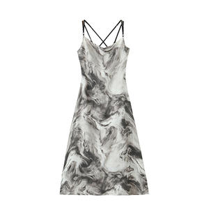 Robe dos nu Happy Plus Ink Wash coupe trapèze, col licou, taille naturelle, grande taille pour femme, origine Suzhou - Product Image 2