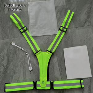 三级可调发光二极管反光跑步背心USB充电电缆充电带弹性安全服 - Product Image 4