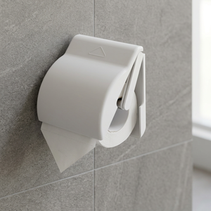 Support mural rectangulaire moderne en plastique pour papier toilette avec couvercle et support, boîte de rangement pour rouleau de papier toilette blanc pour salle de bain - Product Image 2