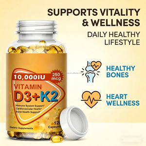 Complément de <span class=keywords><strong>Vitamine</strong></span> D3 K2 MK-7 Haute Puissance 5000 UI D3 & 100mcg K2 pour la Santé des Os et du Cœur 120 Gélules Molles Sans OGM - Product Image 1