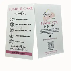 Custom Double Sided Product Care Instructions Business Cards Product Information Washing Instructions Guide Cards For Package