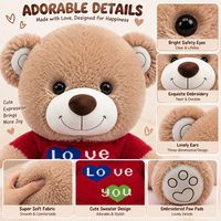 Peluche personnalisée en forme d'ours en peluche avec pull tricoté « Je t'aime » – Cadeau d'anniversaire et compagnon romantique
