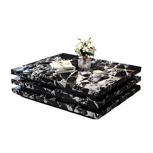 Juego de Mesa de Centro de Diseño Italiano de Lujo, Alta Calidad, Moderno, con Tapa de Mármol Rectangular y Estructura de Acero, Muebles Contemporáneos para Sala de Estar - Product Image 6