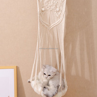 Panier à balançoire suspendu en corde de coton de petite taille, 30x30x90cm, tressé à la main pour chat