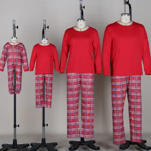 Winter Herbst Baumwolle Plaid Paar Weihnachts pyjamas Benutzer definierte Männer Frauen Kinder Baby Matching Family Pyjamas