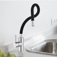 Mélangeur de robinet d'eau en acier inoxydable rotatif coloré dans toutes les directions Robinets de cuisine noirs