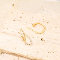 AU585 boucles d'oreilles en or pur solide de haute qualité U perle demi cerceau boucle d'oreille pour femmes bijoux