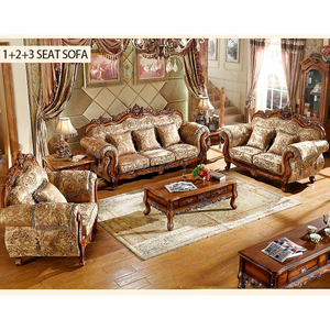 Châu Âu Sang Trọng Cổ Khắc Bằng Gỗ Vải Couch Arab Phòng Khách Vải Kết Hợp Concubine Chaise Longue Cắt Sofa - Product Image 2