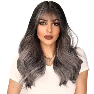 Venta caliente SMILCO mezcla de cabello pelucas de moda gris degradado ondulado cabello rizado mujeres Peluca de cabello peruano