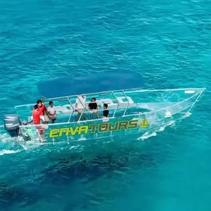 SUNLIFE büyük boy temizle tekne şeffaf cam alt tekne kristal gemi temizle tekne için 15 yolcu ile 75HP motor motor