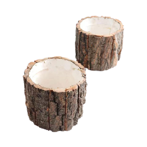 TC DIY Wood Succulent <strong>Vase</strong> <strong>Flower</strong> Bucket Bark Pot Floor Planter For Christmas Tree Home Garden Decoration - Product Image 4