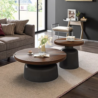 Ensemble de tables basses modernes de luxe léger avec plateau en bois créatif pour salon, idéal pour petits appartements et appartements de présentation
