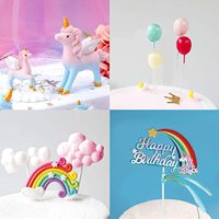 Einhorn Regenbogen Kuchen-Dekorations-Set Stern Wolke Mond Ballon Happy Birthday Topper Magische Mädchen Babyparty Zubehör Kuchen-Deko