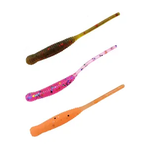 Long throw 5cm single-tailed soft worm fish tube lures fishing 3d supplier