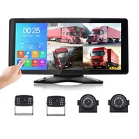 Cámara de Coche con Pantalla Táctil 4K y Cuatro Cámaras, Video de Reversa, Monitor de Estacionamiento de 10.36 Pulgadas para Autobús, Camión, RV, Agricoltura