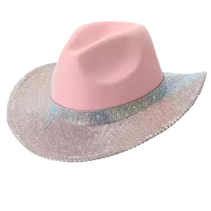 HL Western Woolen Cowboy <b>Hat</b> Brown Pointed Rhinestone Top Sparkling Black Unisex Four Seasons <b>Wedding</b> Season Carnival Party - Product Image 1