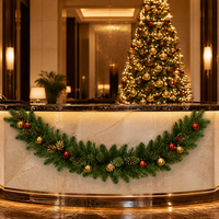 Guirlande de Noël fine de 2,7 m non éclairée, 300 aiguilles de 35 cm, en pin artificiel vert, décoration de fêtes, 6 pièces par carton, vente en gros