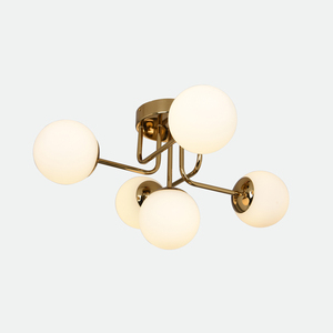 Lámpara de techo moderna y elegante con marco dorado y pantallas de vidrio opal, ideal para interiores modernos, sala de estar, comedor y dormitorio. - Product Image 4