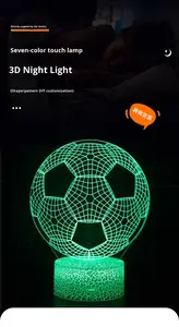 Luz <span class=keywords><strong>de</strong></span> noche LED 3D moderna, Base <span class=keywords><strong>de</strong></span> ABS blanca con diseño <span class=keywords><strong>de</strong></span> balón <span class=keywords><strong>de</strong></span> fútbol/balón <span class=keywords><strong>de</strong></span> fútbol, lámpara <span class=keywords><strong>de</strong></span> Control remoto, regalo para niños - Product Image 2