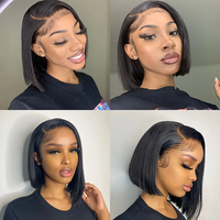 Perruque courte bob avec dentelle frontale 13x4 pour l'épilation préventive, pour perruques de cheveux brésiliens pour femmes