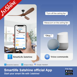 1stshine Led Ventilador de techo Big 60 pulgadas DC Motor de cobre Madera maciza Control remoto Ventilador de techo con luz - Product Image 6