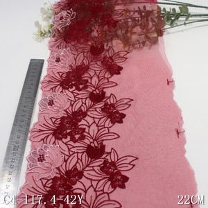 Lingerie Rossa in Pizzo per Donne, Reggiseno in Rete, Tessuto in Rete con Ricamo Floreale 22cm, Accessori per Abiti e Vestiti, Vendita all'Ingrosso - Product Image 3