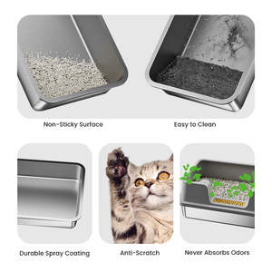 Litière pour chat de grande taille 65L de qualité supérieure OEM, à ouverture supérieure, en acier inoxydable, avec clôture haute, toilette semi-fermée, accessoire pour la maison - Product Image 4