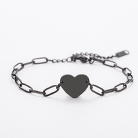 Bracelet chaîne trombone en acier inoxydable Ywyougang avec breloque cœur, personnalisable par gravure, multicolore pour femmes et cadeaux