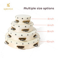 KIRSTEN CT-3 Music Enlightenment Education Durable Sheepskin Drumhead Single Row Wood Hand Drum Tambourines Stainless Steel