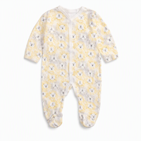 Pijama de Bebé con Estampado de Elefantes y Cebras, de Algodón Azul, Manga Larga, Unisex, para Recién Nacidos