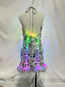Robe de festival LED pour femmes, costume à paillettes scintillantes avec lumières changeantes de couleur, <span class=keywords><strong>tenue</strong></span> de fête lumineuse pour Burning Man, EDM - Product Image 4