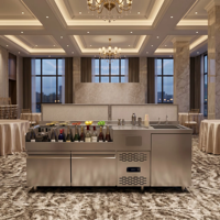 Comptoir de bar à cocktails tout-en-un à refroidissement direct en acier inoxydable de 2000 mm pour restaurant et événements