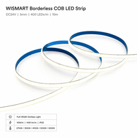 WISMART Bande LED COB sans bordure 24V 5mm 400 LED/m 10m IP20 Lumière sans points pleine largeur 2700K 3500K 4100K 5000K 6000K pour armoire