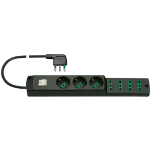 Vimar Power Strip 3 Outlets 4 USB Ports With Switch Black - Product Image 1