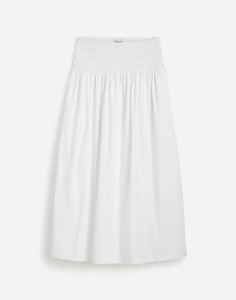 Jupe midi décontractée en popeline de polyester respirante à taille empire et coupe trapèze - Product Image 6