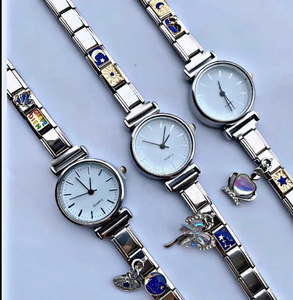 Nuevo Reloj de Pulsera con Dijes Italianos de Acero Inoxidable, para Hombre y Mujer, Plateado, Estilo Italiano - Product Image 4