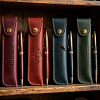 Étui à stylos en cuir personnalisé, étui à stylos gravé sur mesure pour cadeau de diplôme, pochette à crayons faite à la main, accessoire de papeterie