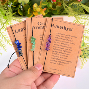 Wholesale Natural Crystal <b>Healing</b> Chips <b>Bracelet</b> with Cards - Product Image 1