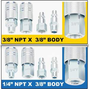 3/8 alitair "ו-1/4" pt חוט פניאומטי-גוף "חוט מהיר להתחבר - Product Image 2