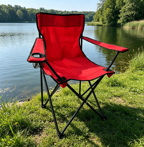 Folding Camping Chair Red 50x50x80cm With Cup Holder For Beach Outdoor Use - Product Image 5