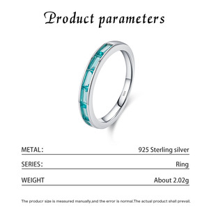 2026 Hot Trend Inlaid Cyan Gemstone <b>Stack</b> <b>Ring</b> S925 Sterling <b>Silver</b> Elegant Anniversary Casual Slim Band <b>Ring</b> For Ladies Gift - Product Image 5
