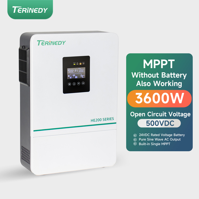 3.6kW Solar Hybrid Ongrid DC/AC Grid Tie Inverter with LCD Display Purer Sine Wave Single Phase 99.5% Efficiency