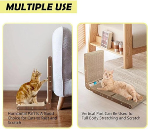 L 모양 고양이 벽 긁는 사람 판지 2 in 1 공 장난감으로 긁는 코너 포스트 - Product Image 5