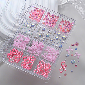 12 Grilles de Breloques 3D Nœud Papillon pour Ongles, Adorables Rubans et Perles, Bijoux d'Ongles de Luxe, Fournitures de <span class=keywords><strong>Manucure</strong></span> DIY, Décorations pour Ongles - Product Image 4