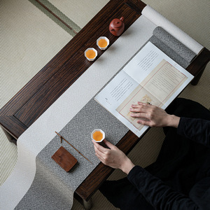 Chinese Zen Style Fabric Tea Mat <b>Table</b> <b>Runner</b> Waterproof Heat Insulating For Tea Ceremony Wabi Sabi Design - Product Image 4